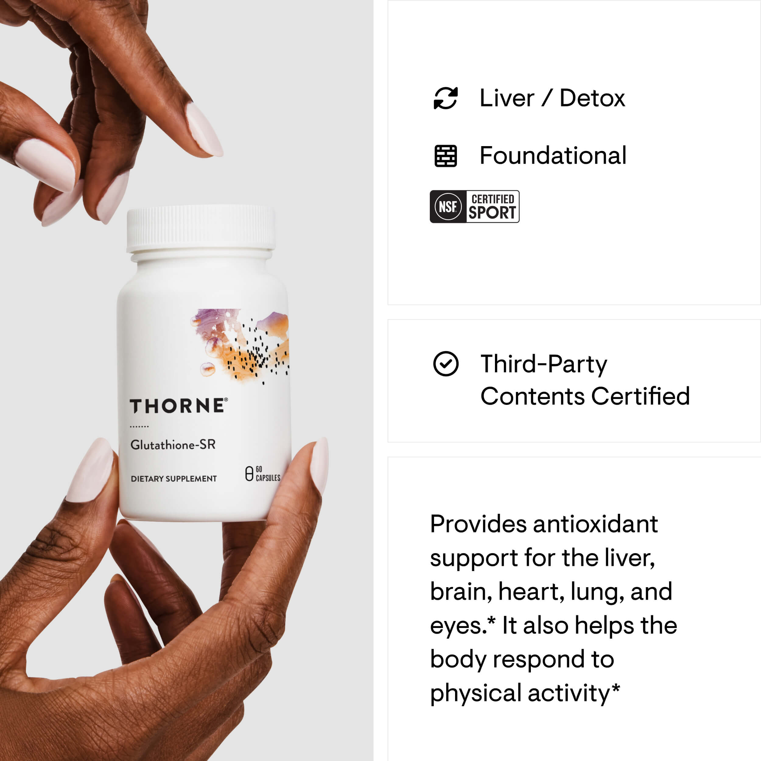 Glutathione-SR supplement facts label